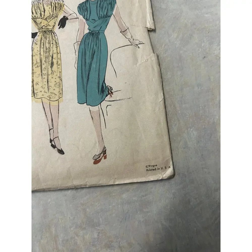 Vintage 1940's Vogue Pattern #5768 Cocktail Dress Size 16 HTF‎